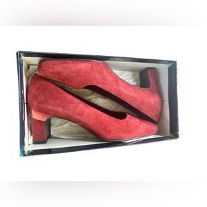 Andrew Geller Womenโs Red Leather Heels - Size 8 (Used - Good Condition) โค๏ธ๐